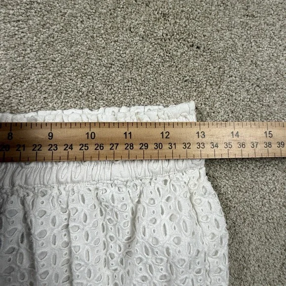 MISA White Eyelet Tiered Midi Skirt Womens Small Boho Ruffle Cottagecore Elastic - Picture 4 of 6